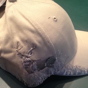 White with deer scene hat